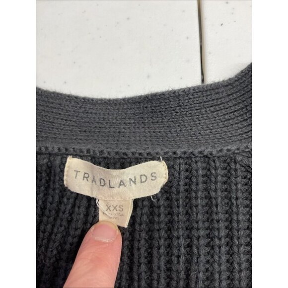 Tradlands Shelter Cardigan Grandpa Sweater dark Gray Womens XXS boxy - Picture 4 of 9